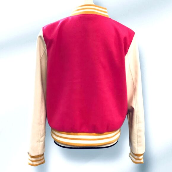 Daisy Women's Varsity Patch Casual Bomber Jacket in Pink/Multi  XL - Picture 6 of 9